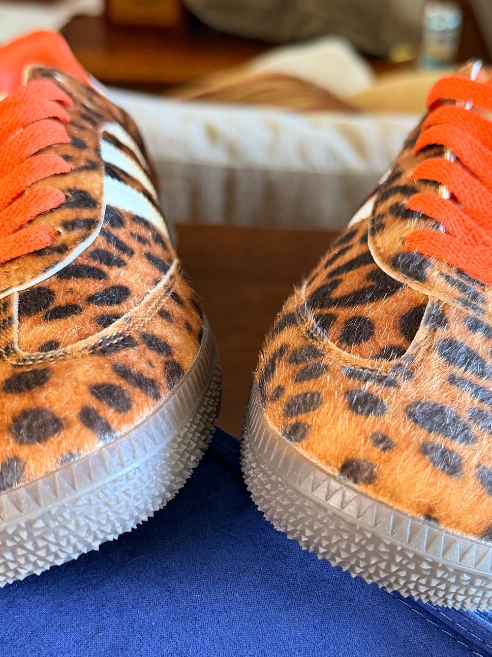 adidas Leopard Print Sneakers with Orange Laces - Picture 5 of 10